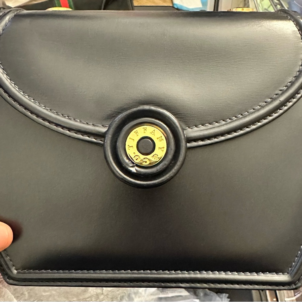 Tiffany & Co. Black Leather Bag with Gold Detail